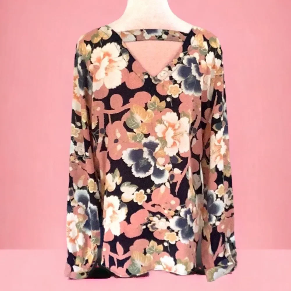 LOFT OUTLET BLOUSE TOP SMALL BRIGHT FLORAL - Picture 2 of 5